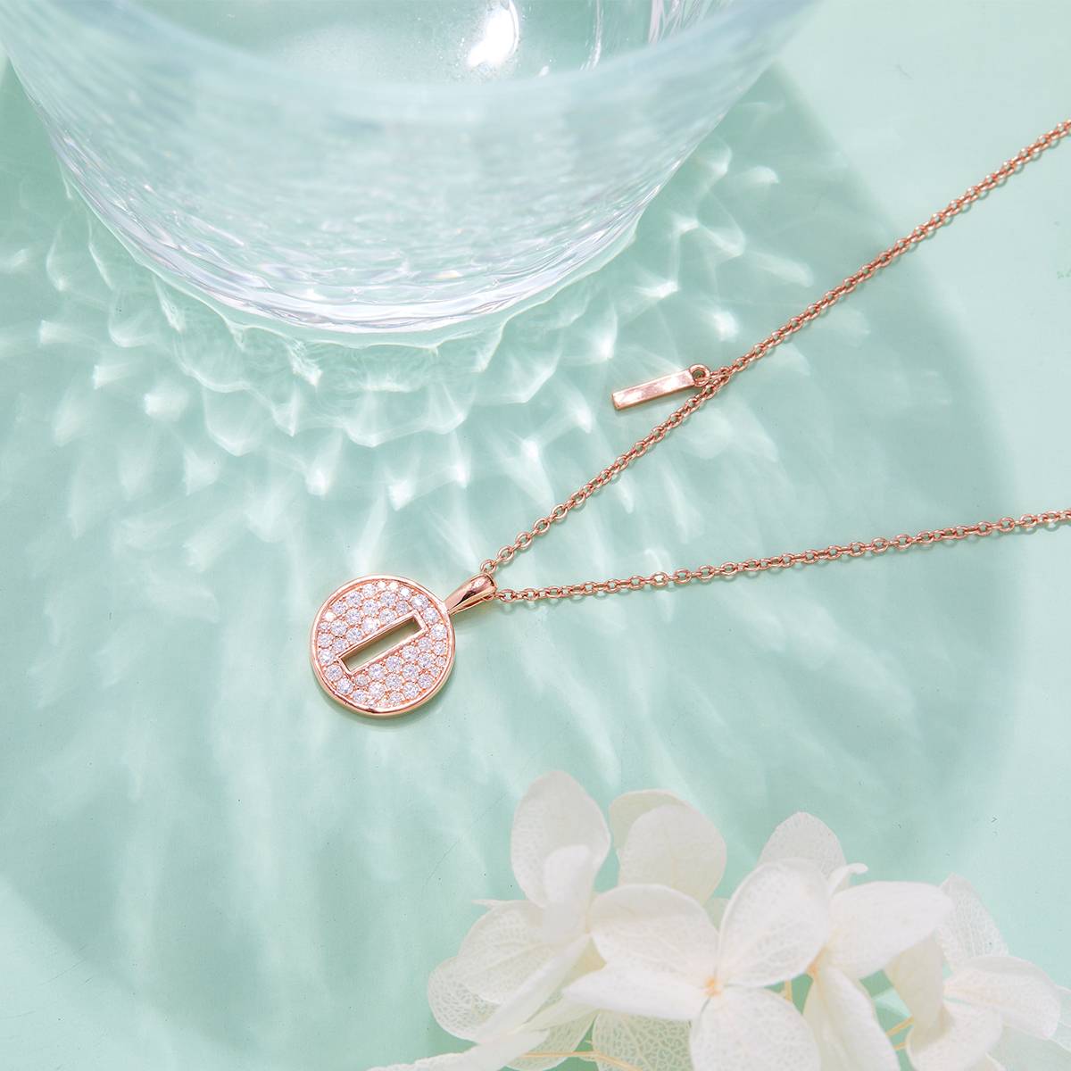 I pendant S925 silver plated rose gold Moissanite light luxury letter necklace